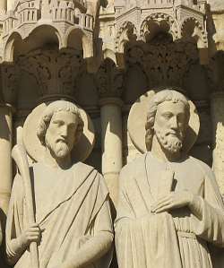 Gothic sculpture on Notre Dame Paris