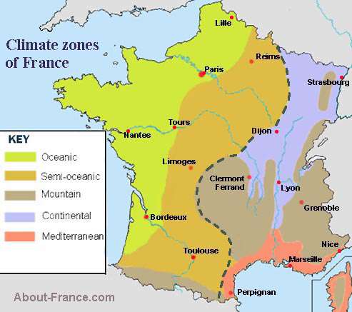 Climate map of France