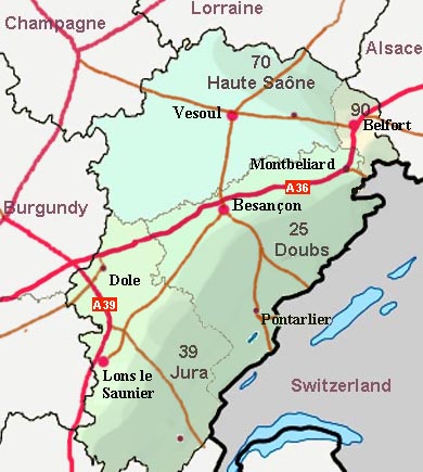 Map of Franche-Comte