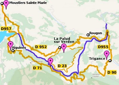 Map of the Verdon Gorge