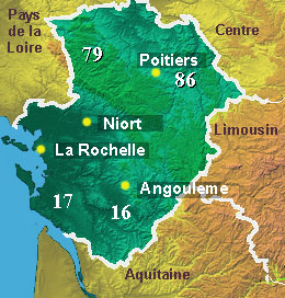 Map of Poitou Charentes region