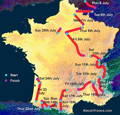 Tour de France route map 2010