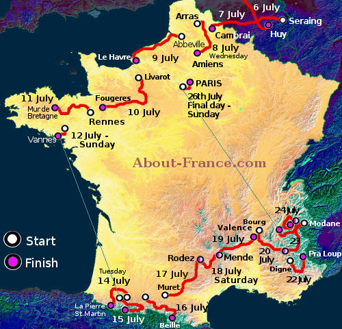 Map Tour de France 2014