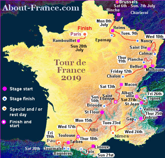 map tour de france 2019