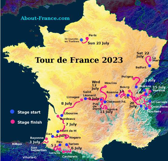 map tour de france 2023