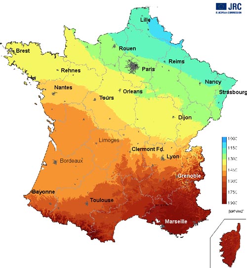 Solar map of France