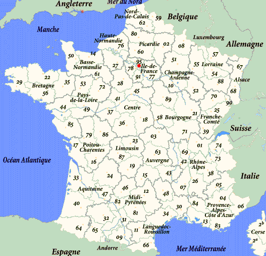 Map of French departments
