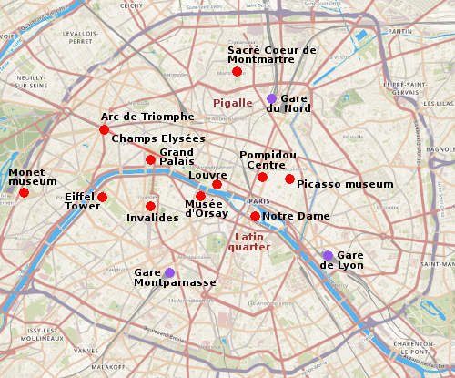 Paris sights map