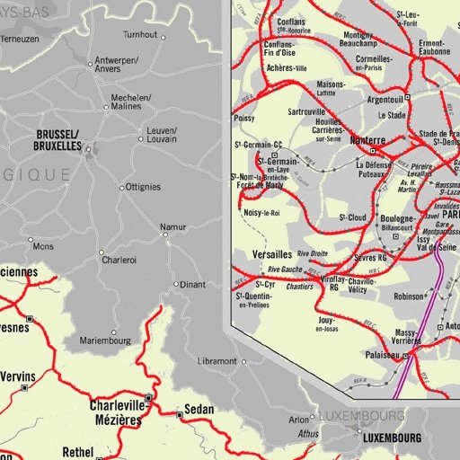 High-resolution French rail network map