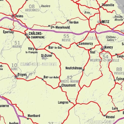 High-resolution French rail network map
