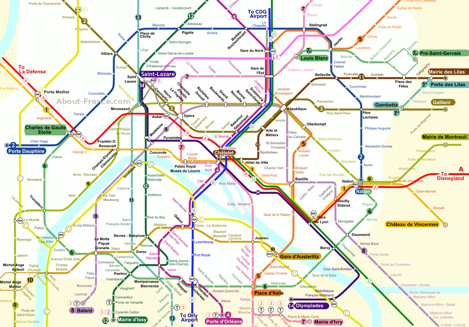 carte du métro de paris france