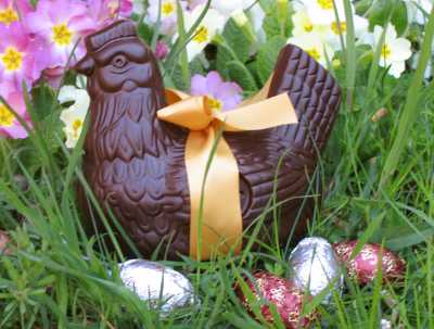 Easter hen and eggs