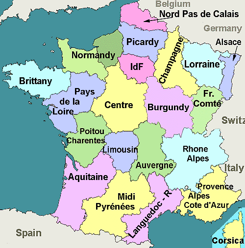 France regions map - About-France.com