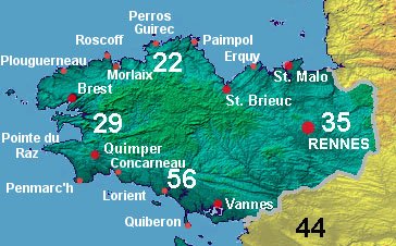 Brittany coast map