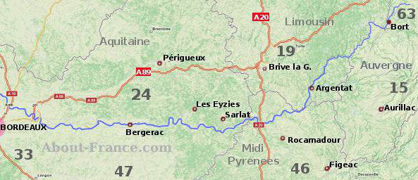 Map of Dordogne area