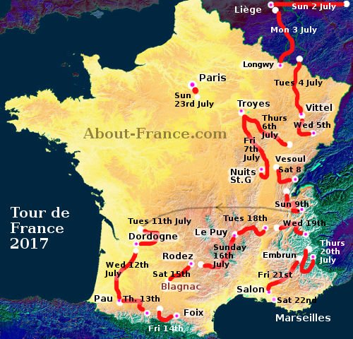 map for tour de france