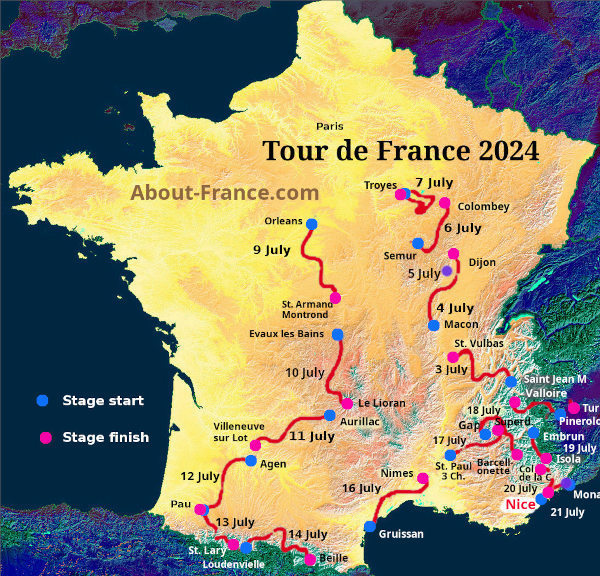 map tour de france 2024