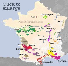 Detailed French wine map