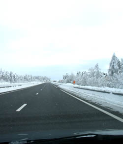 Snow on A75 in winter