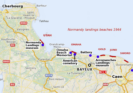 Map of Normandy beaches